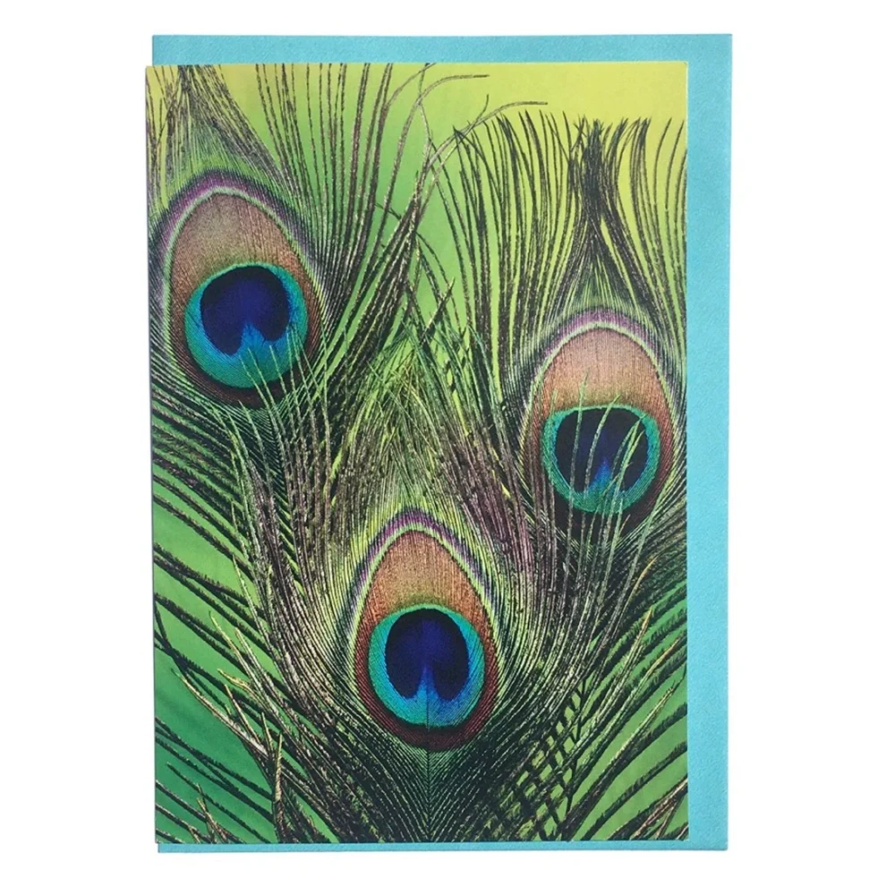 Hallmark Peacock Feather Single (1) Blank Note Card (LNL2128)